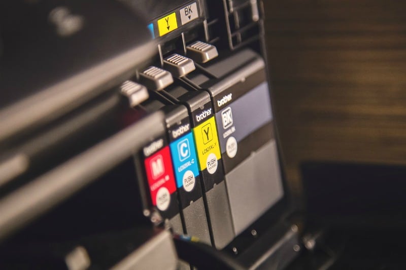 Ink cartridges in a printer or copy machine
