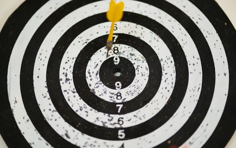a black and white bullseye target
