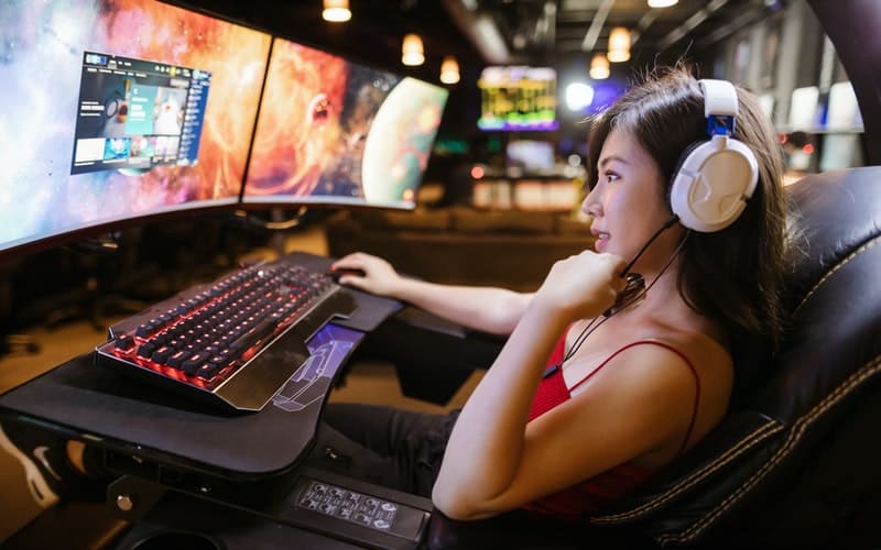 a woman making gaming videos